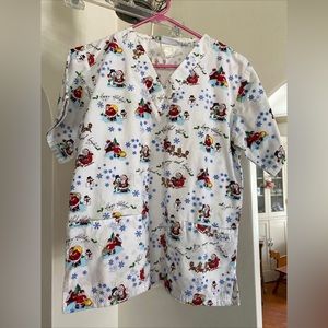 UA Scrub Top - Santa - Be Merry and Bright - size S